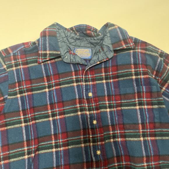 Pendleton Wool Button Up Flannel Shirt XL Blue Maroon Warm - Picture 3 of 7